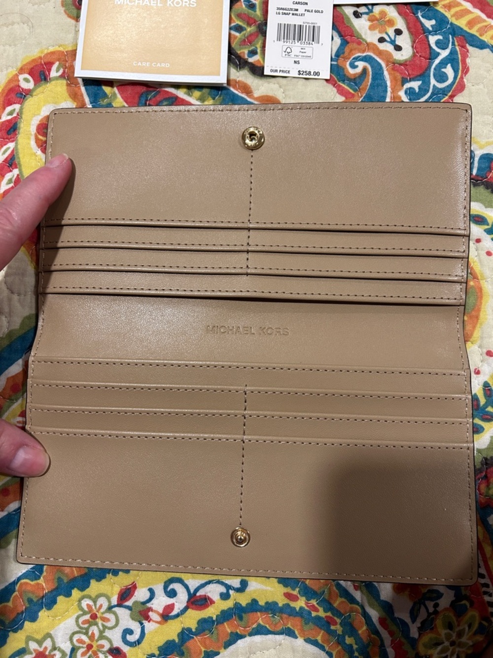 MICHAEL Michael Kors Metallic Gold Embossed Logo Continental Wallet - Picture 4 of 7